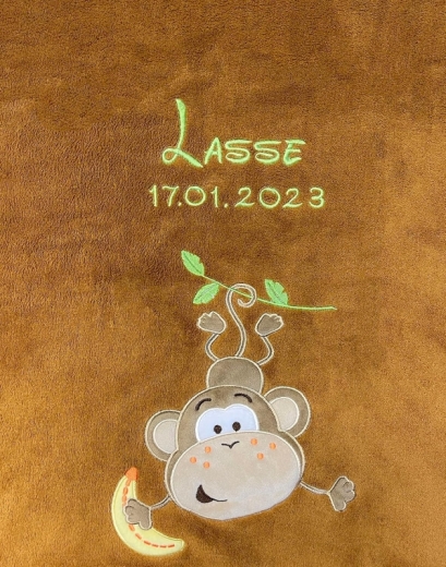Couverture de bébé - brodé avec le nom - Brown AFFE