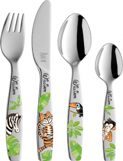 Couverts pour enfants avec gravure du nom Marque : ZWILLING / Motif : JUNGLE (coloré)