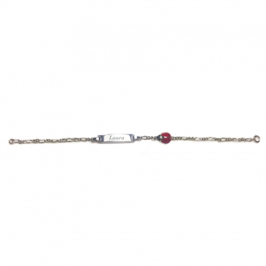 Bracelet ID avec gravure / avec coccinelle rouge