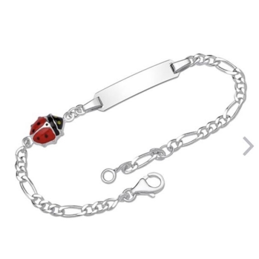 Bracelet ID avec gravure / avec coccinelle rouge