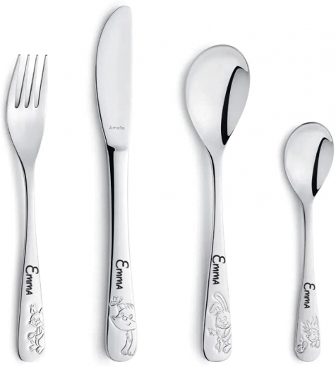 Couverts pour enfants avec gravure du nom/motif Amis de la forêt