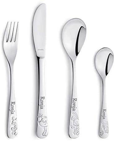 Couverts pour enfants avec gravure du nom/motif Amis de la forêt