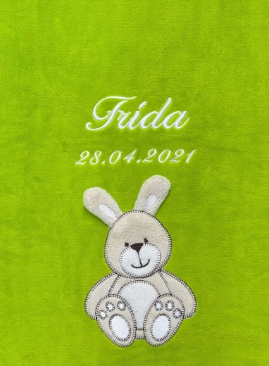 Couverture de bébé - brodé avec le nom - vert pomme HASE