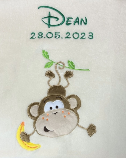 Couverture de bébé - brodé avec le nom - Beige AFFE Couverture de bébé - brodé avec le nom - Beige AFFE