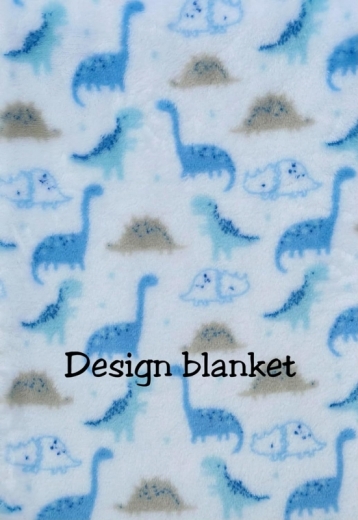 Couverture de bébé avec consolation brodée avec nom et date de naissance/douce et douce / 1A qualité (Bleu Dino)