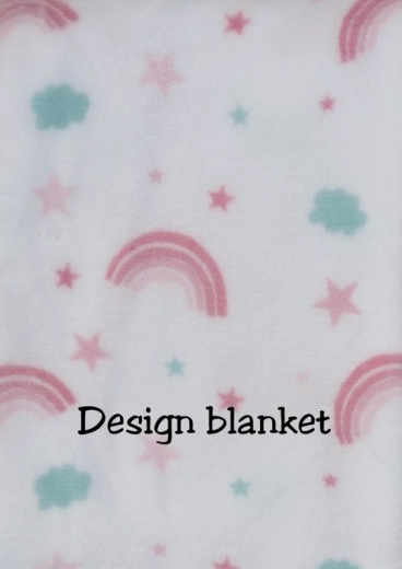Couverture de bébé avec consolation brodée avec nom et date de naissance/douce et douce / 1A qualité (rose licorne arc-en-ciel)
