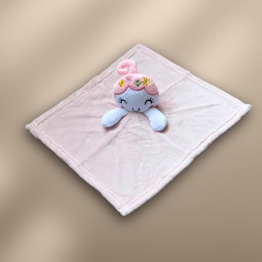 Couverture de bébé avec consolation brodée avec nom et date de naissance/douceur / 1A qualité (fillette de fleur 1)