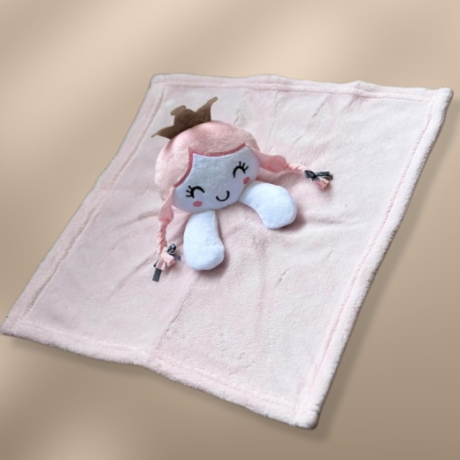 Couverture de bébé avec consolation brodée avec nom et date de naissance/douceur / 1A qualité (Princesse 1)
