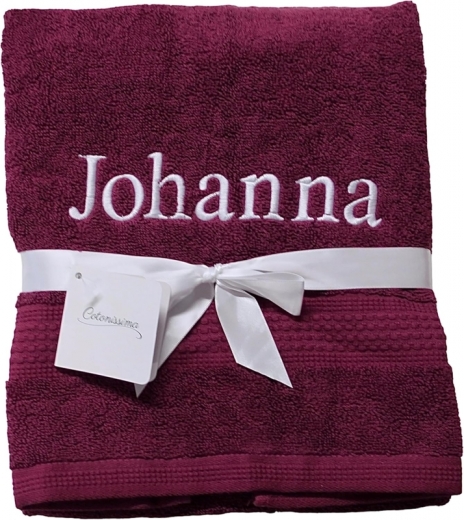 Serviette de bain avec broderie personnalisée comme par exemple le nom / 30x50 cm / 100x50 cm / 70x140 cm / Bordeaux