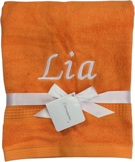 Serviette avec broderie personnalisée comme le nom / 30x50 cm / 100x50 cm / 70x140 cm / Orange