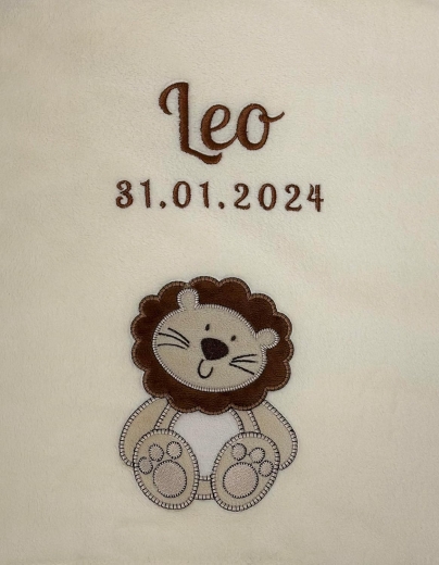 Couverture de bébé - brodé avec le nom - beige LÖWE Couverture de bébé - brodé avec le nom - beige LÖWE