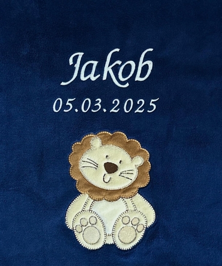 Couverture de bébé - brodé avec le nom - bleu marine LÖWE Couverture de bébé - brodé avec le nom - bleu marine LÖWE