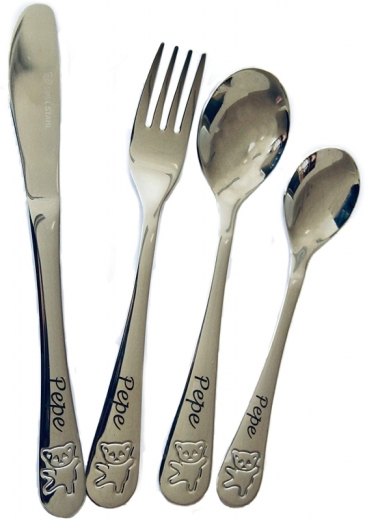 Couverts pour enfants avec gravure du nom motif "TEDDY"