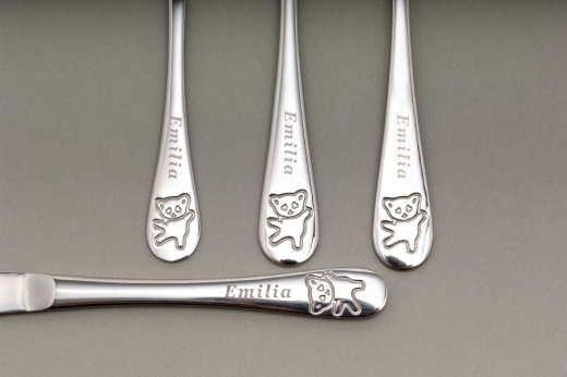 Couverts pour enfants avec gravure du nom motif "TEDDY"