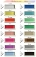 Aperçu des 16 couleurs de fil pour broder une couverture bébé. Couleurs numérotées : blanc, jaune, orange, rouge, rose, rose vif, violet, bleu clair, bleu, turquoise, vert clair, vert, beige, marron, gris, noir.