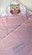 Serviette à capuche brodée avec nom et date de naissance 100x100 ROSA EULE