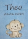 Couverture de bébé - brodé avec le nom - bleu clair Singe