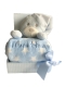Couverture de bébé brodée avec nom & date de naissance, peluche incluse (bleu clair - TEDDY avec COUVERTURE DE DORMIR)