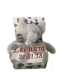 Couverture de bébé brodée avec nom & date de naissance, peluche incluse (gris/blanc - ELEFANT)