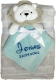 Couverture de bébé avec consolation brodée avec nom et date de naissance/douce et douce / 1A qualité (gris bleu clair lion)