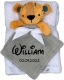 Couverture de bébé avec consolation brodée avec nom et date de naissance/douceur / 1A qualité (Gris Tigre)