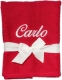 Serviette avec broderie personnalisée comme le nom / 30x50 cm / 100x50 cm / 70x140 cm / rouge