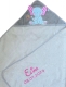 Serviette à capuche brodée avec nom et date de naissance 100x100 Gris ELEFANT