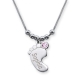 Collier pied de bébé avec gravure et cristal du mois JUIN