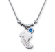 Collier pied de bébé avec gravure et cristal du mois SEPTEMBRE