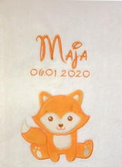 Couverture de bébé - brodé avec le nom - Beige - FUCHS