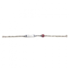 Bracelet ID avec gravure / avec coccinelle rouge