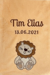 Couverture de bébé - brodé avec le nom - abricot LÖWE