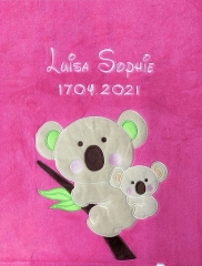 Couverture de bébé - brodé avec le nom - Pink KOALA