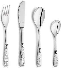 KIDDI-MEDIA Couverts pour enfants avec gravure du nom/motif princesse / 4 pièces (toutes les 4 gravées avec le nom)