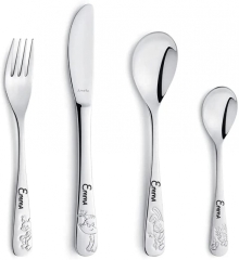 Couverts pour enfants avec gravure du nom/motif Amis de la forêt