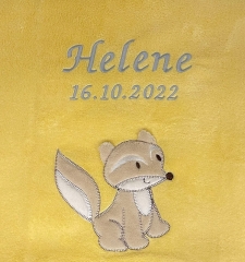 Couverture de bébé - brodé avec le nom - jaune FUCHS