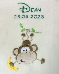 Couverture de bébé - brodé avec le nom - Beige AFFE