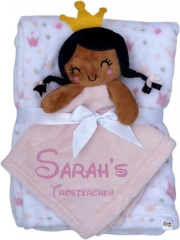 Couverture de bébé avec consolation brodée avec nom et date de naissance/douceur / 1A qualité (Princesse 3)