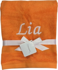 Serviette avec broderie personnalisée comme le nom / 30x50 cm / 100x50 cm / 70x140 cm / Orange