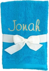 Serviette avec broderie personnalisée comme le nom / 30x50 cm / 100x50 cm / 70x140 cm / Turquoise