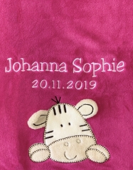 Couverture de bébé - brodé avec le nom - Rose ZEBRA